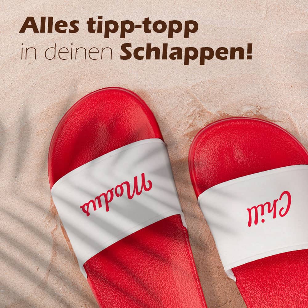 Personalisierte Badelatschen mit individuellem DTF-Druck – Werbegeschenk & Eventartikel #teamludorf