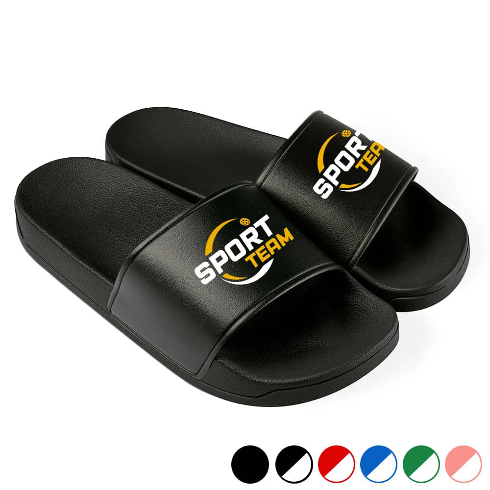 Personalisierte Badelatschen mit individuellem DTF-Druck – Werbegeschenk & Eventartikel #teamludorf