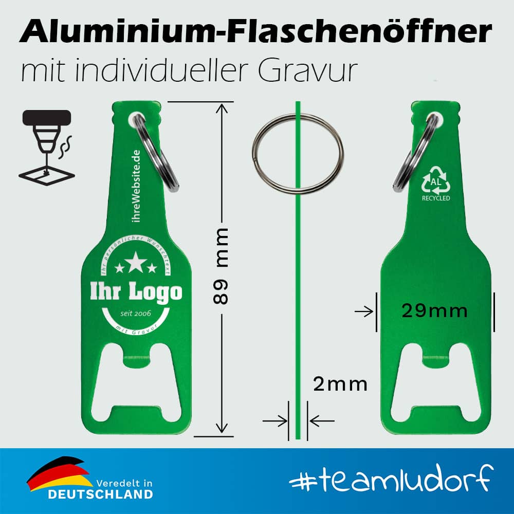 Werbegeschenk: Flaschenöffner mit Logo graviert