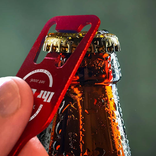 Schlüsselanhänger Flaschenöffner aus Aluminium