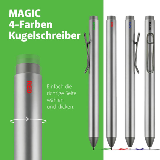 MAGIC Kugelschreiber – einfacher Farbwechsel durch Drehen der Stiftseite und Knopfdruck