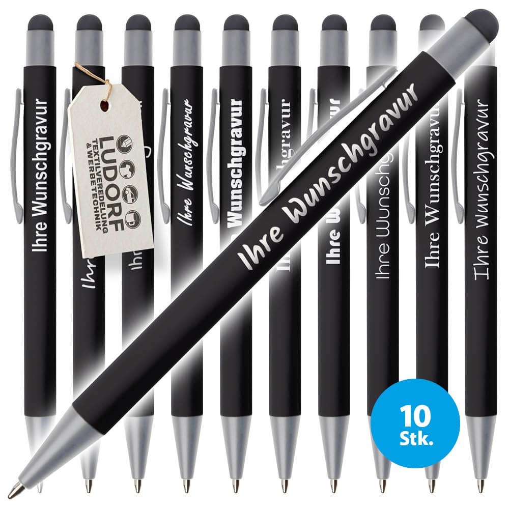 Metall-Kugelschreiber GRIP Touch inkl. Lasergravur – Soft-Touch & Stylus #teamludorf