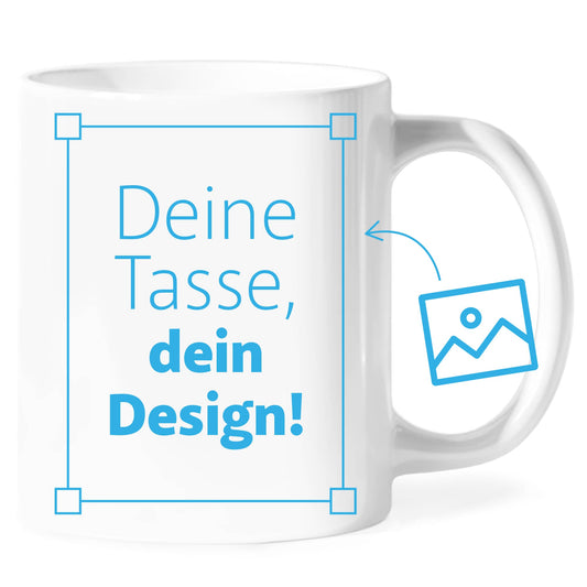 Personalisierte weiße Fototasse mit individuellem Aufdruck