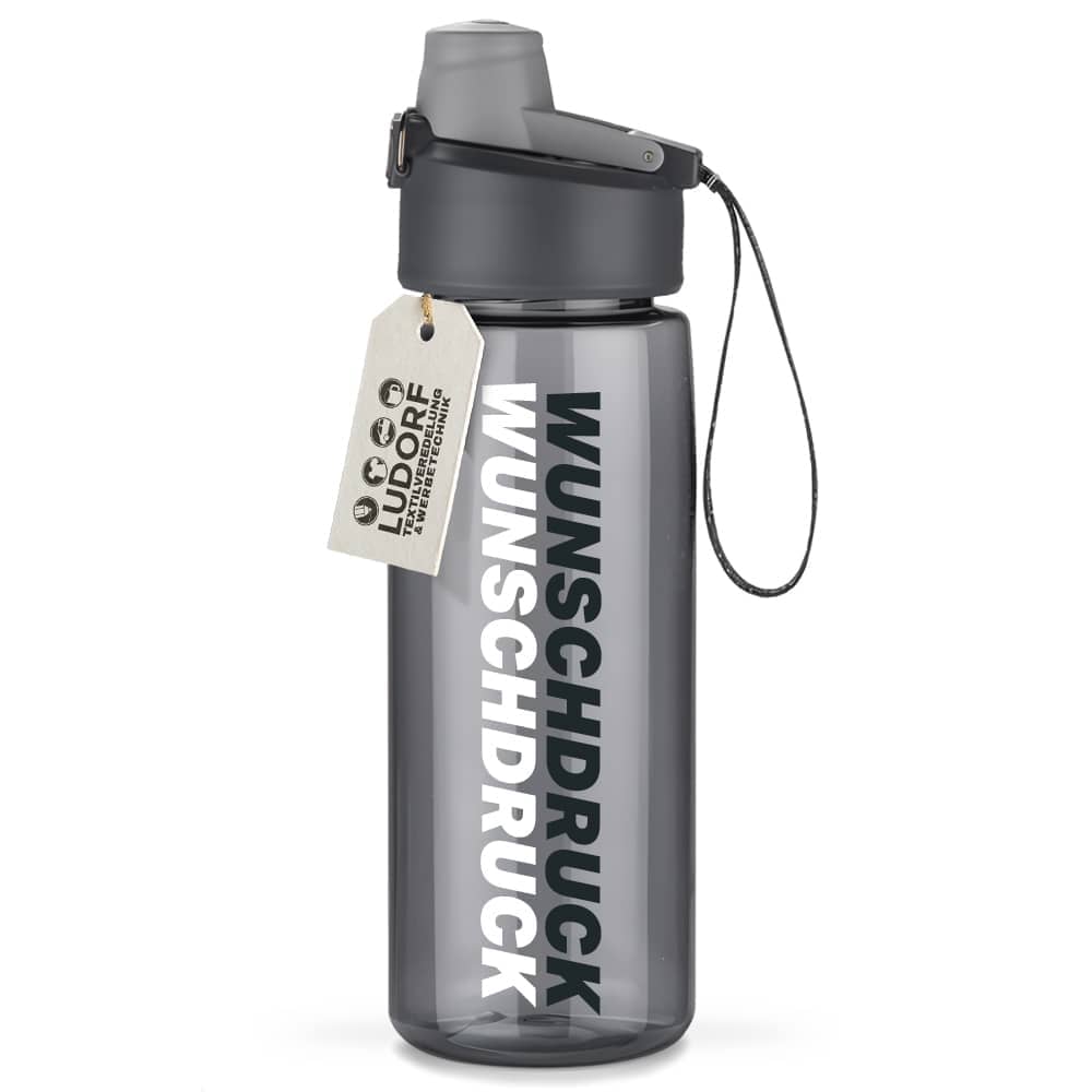 Personalisierbare Trinkflasche TRIO von #teamludorf in Grau – 750 ml BPA-frei, auslaufsicher, ideal für Schule, Sport und Büro