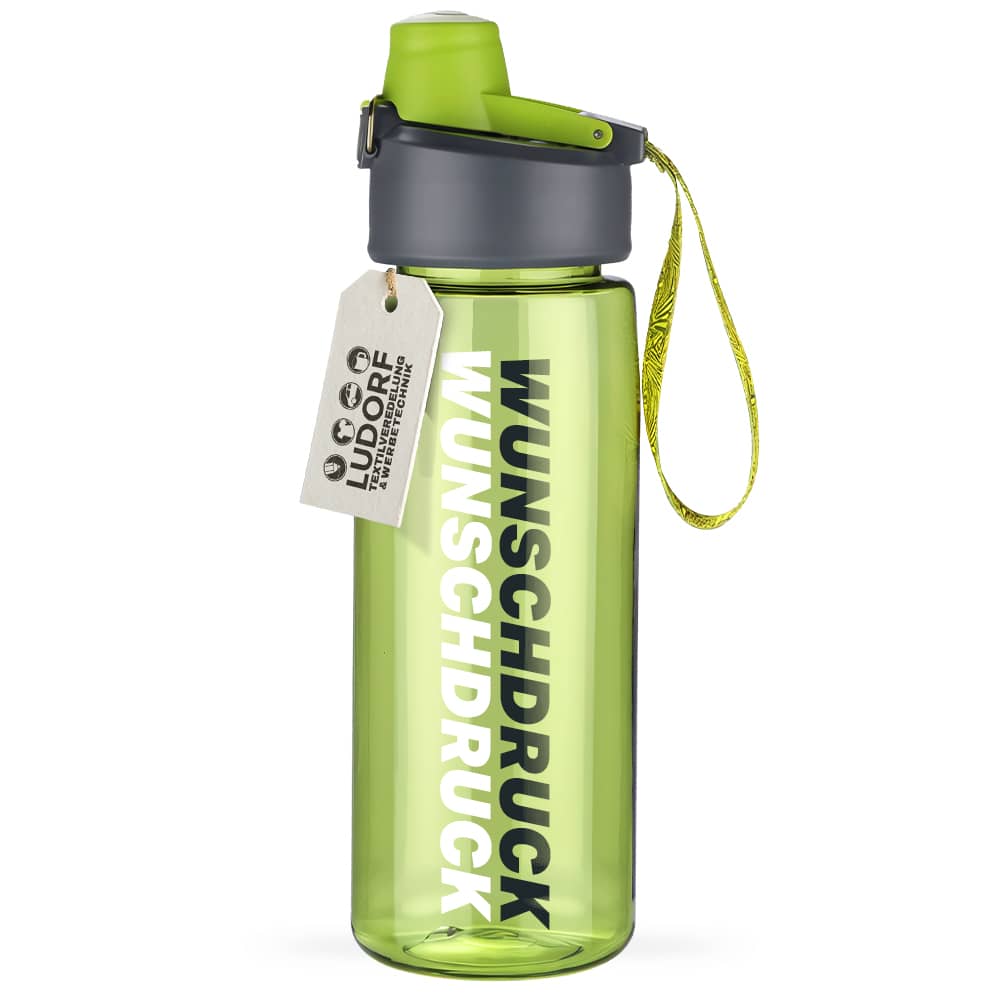 Grüne TRIO Trinkflasche mit Namensdruck – BPA-freie Tritanflasche von #teamludorf mit 750 ml, personalisierbar und auslaufsicher