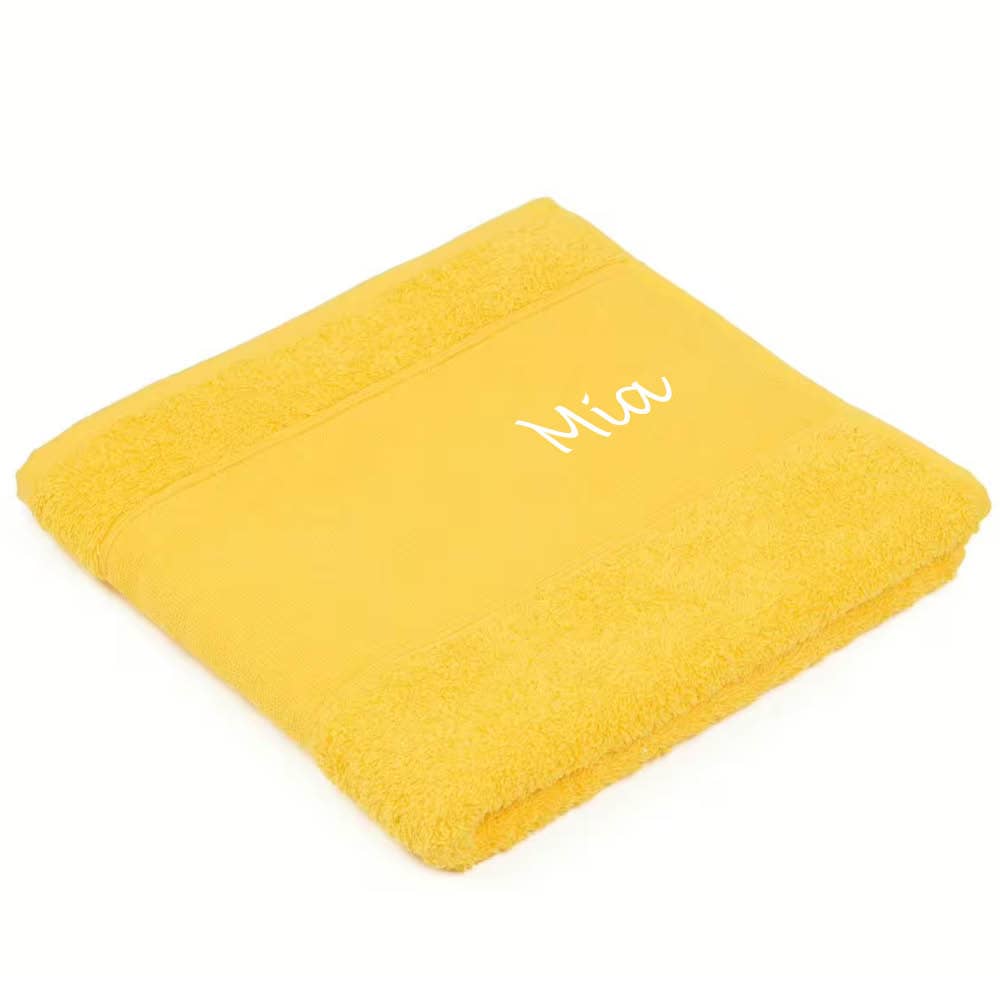 Gelbes Handtuch Porto mit individueller Bestickung – perfekt als Geschenk