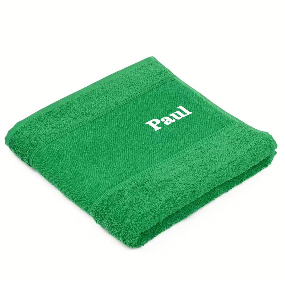Grünes Handtuch Porto mit Stickerei – 100 % Baumwolle, weich & saugstark