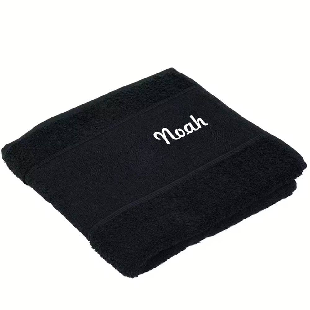 Schwarzes Handtuch Porto mit individueller Stickerei – ideal mit Namen