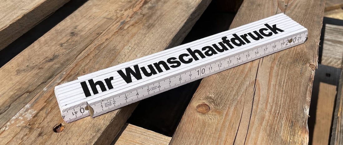Zollstock mit Logo als Werbeartikel für Handwerk und Bau