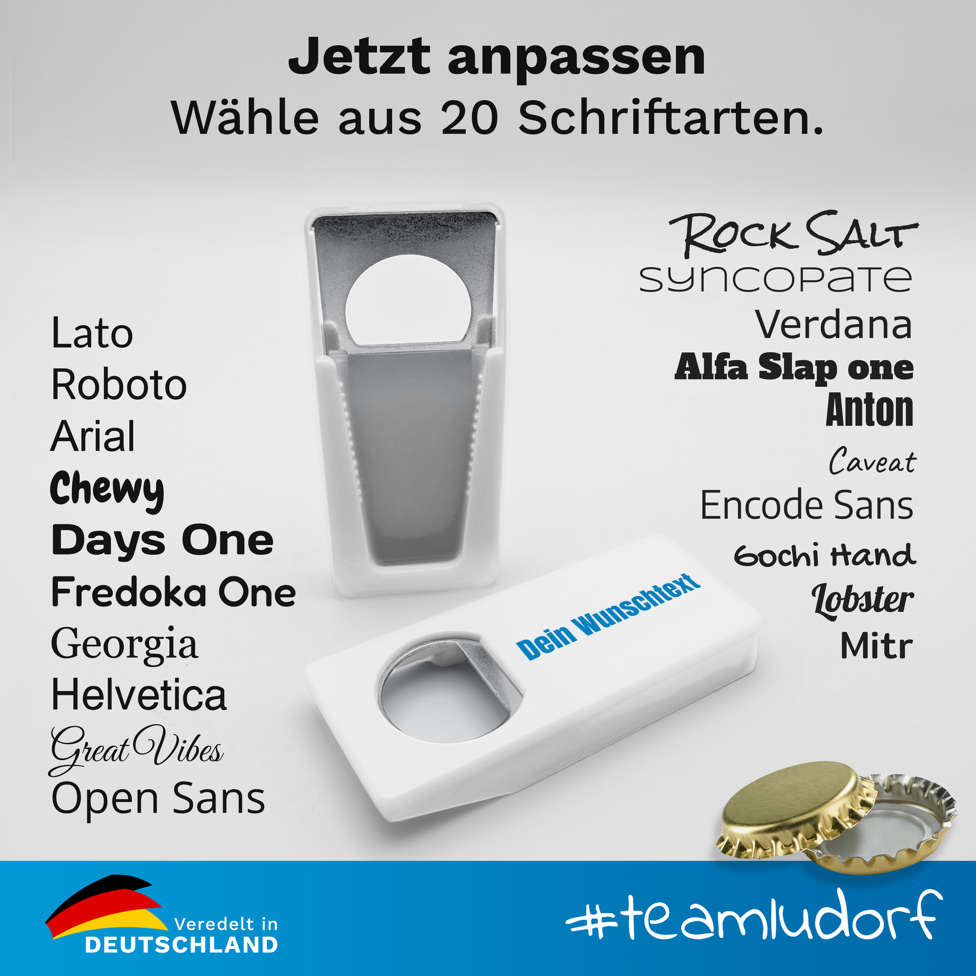 Flaschenöffner mit Verschluss inkl. Bedruckung Ludorf