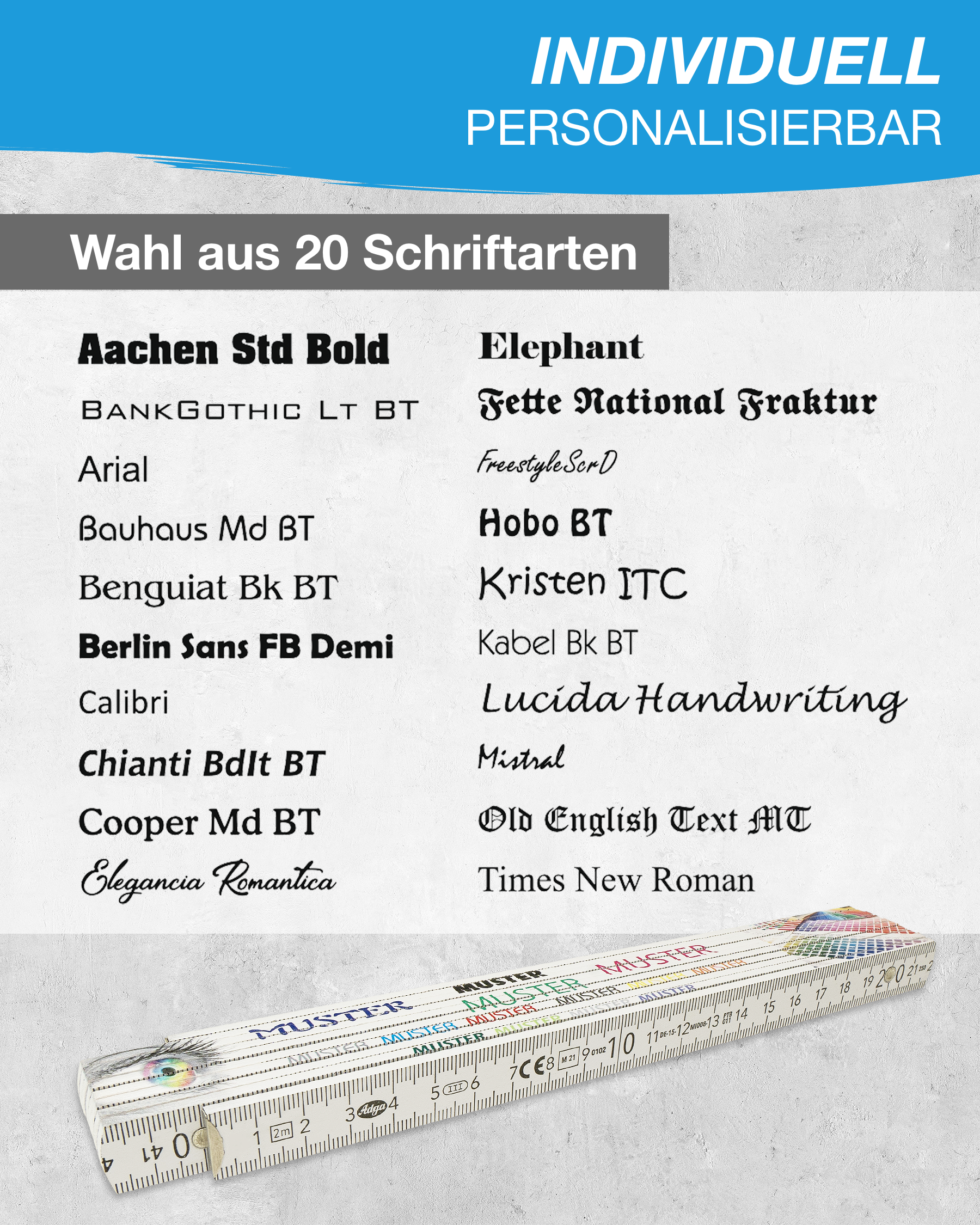 Zollstock inkl. Bedruckung Adga®