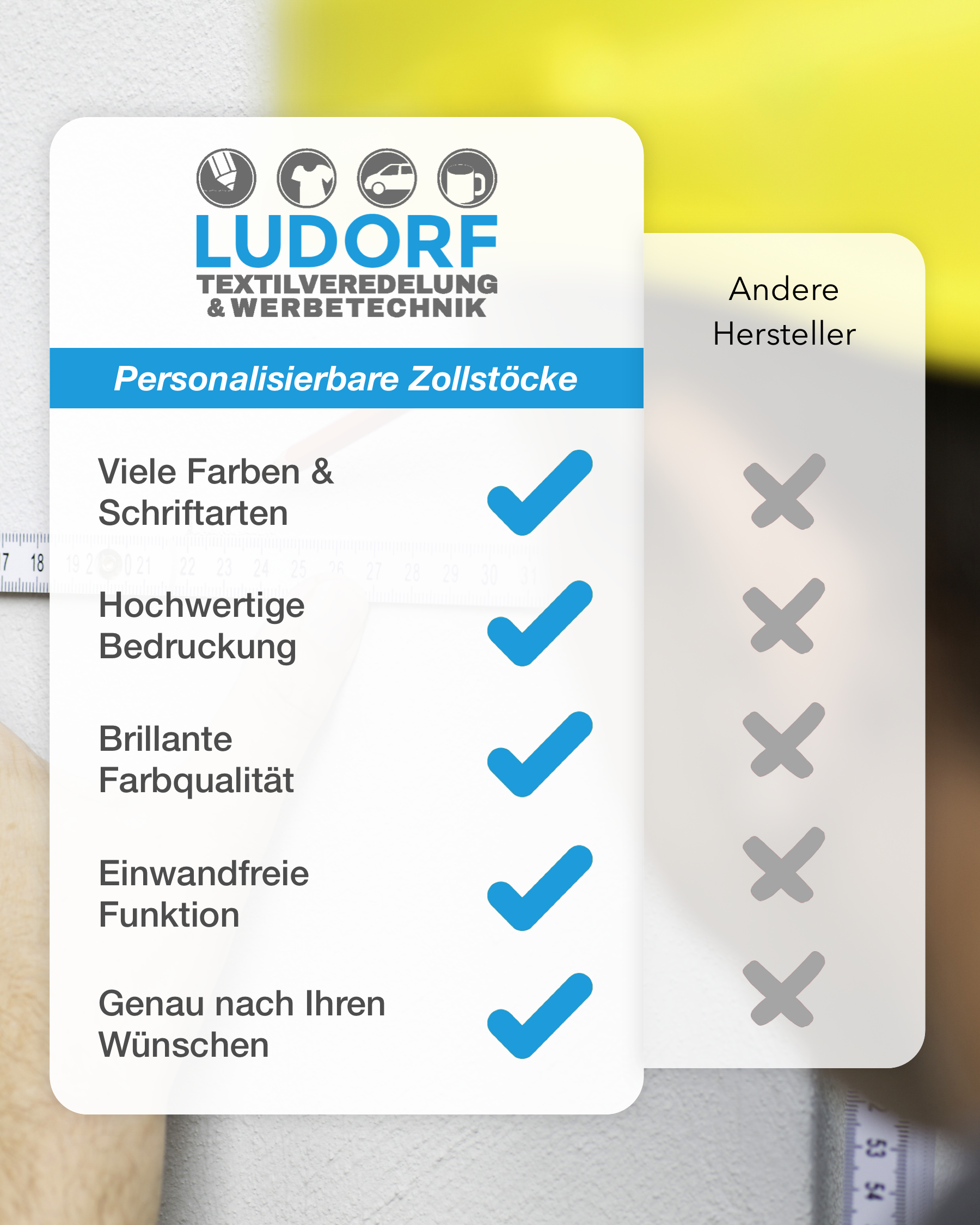 Zollstock inkl. Bedruckung Adga®