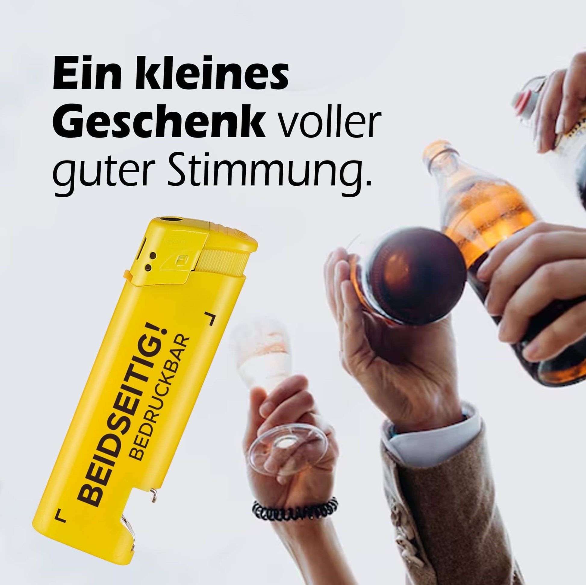 Feuerzeug mit Flaschenöffner inkl. Druck 50 Stk einsetig Ludorf Textilveredelung & Werbetechnik