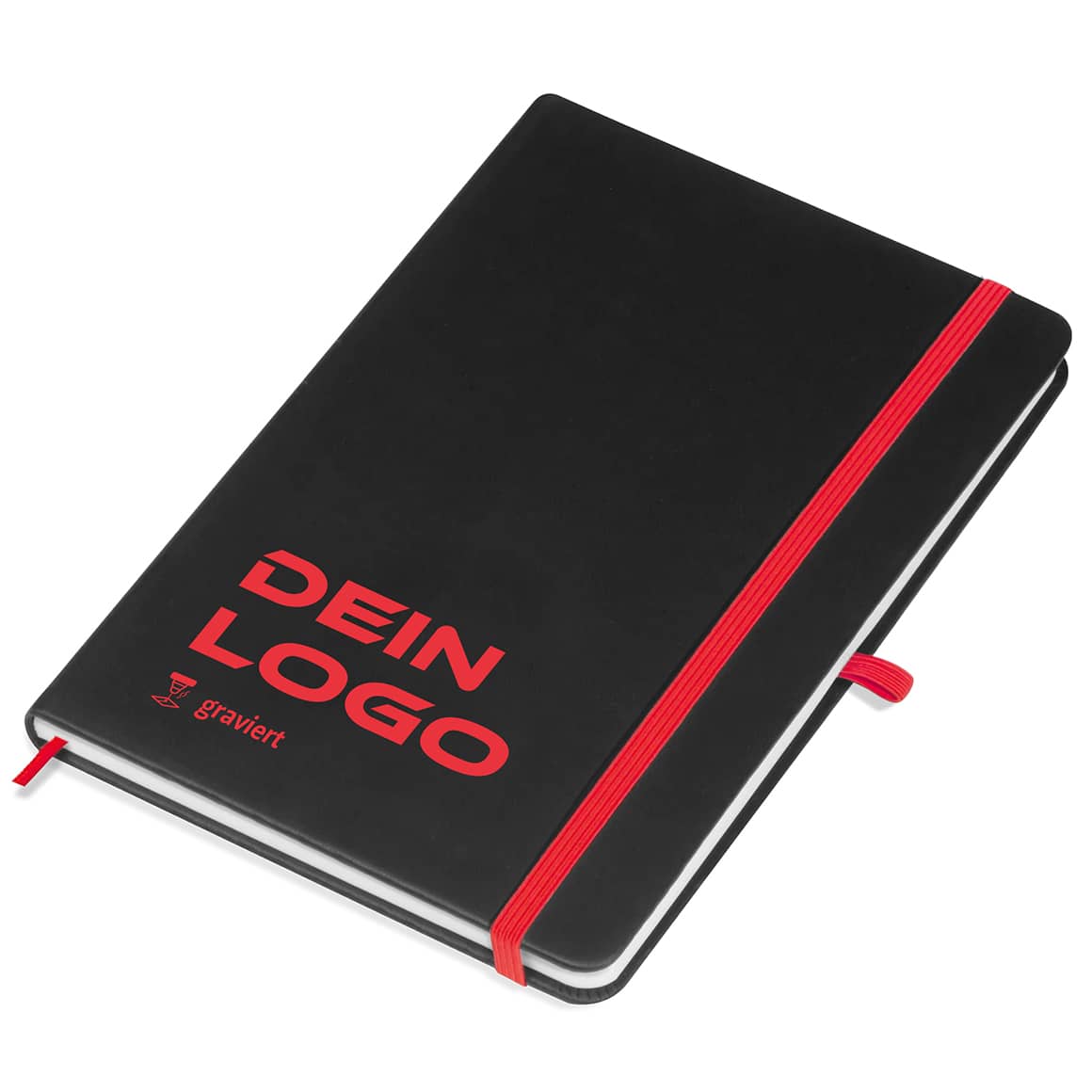 A5 Notizbuch mit roter Lasergravur Unterlage, personalisierbar