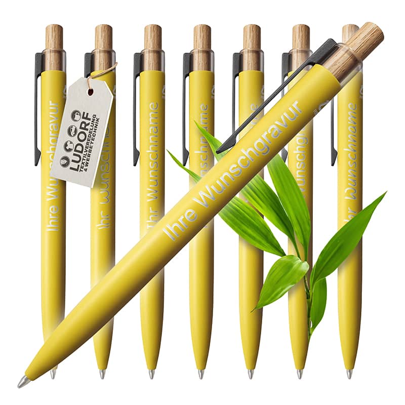 Gelber Kugelschreiber aus Aluminium – graviert mit Namen oder Logo