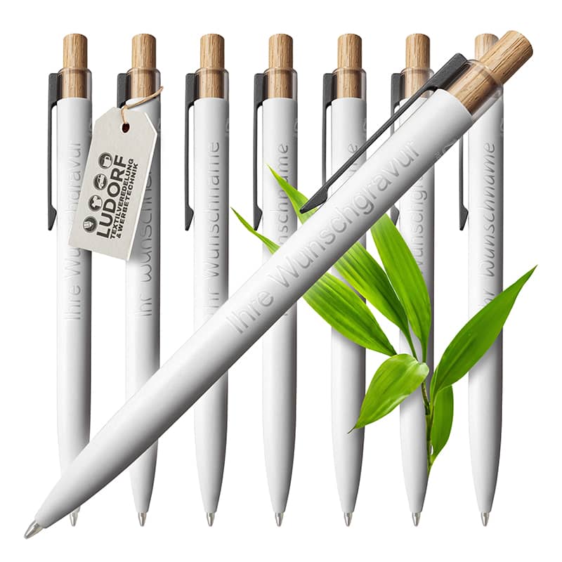 Weißer Aluminium-Kugelschreiber mit individueller Gravur