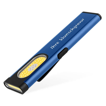 Blaue Arbeitslampe mit Logo Gravur und Magnetfunktion