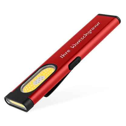 Rote Arbeitslampe mit individueller Gravur und LED Licht