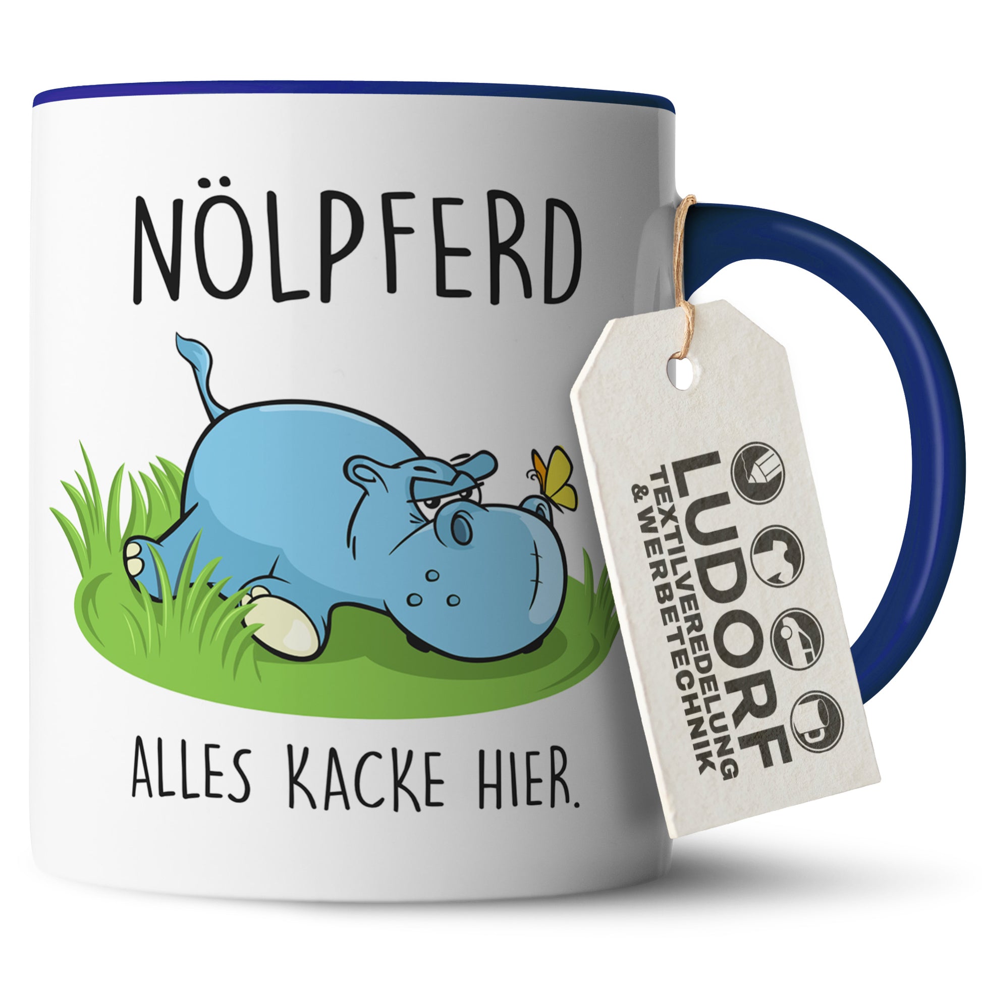 #teamludorf - Tasse - Humorvolles Nilpferd Design Alles Kacke - Altrosa Henkel und Inneres - Robuste Keramik Kaffeetasse, Spülmaschinenfest, Mikrowellengeeignet, Geschenk für Frauen Ludorf Textilveredelung & Werbetechnik