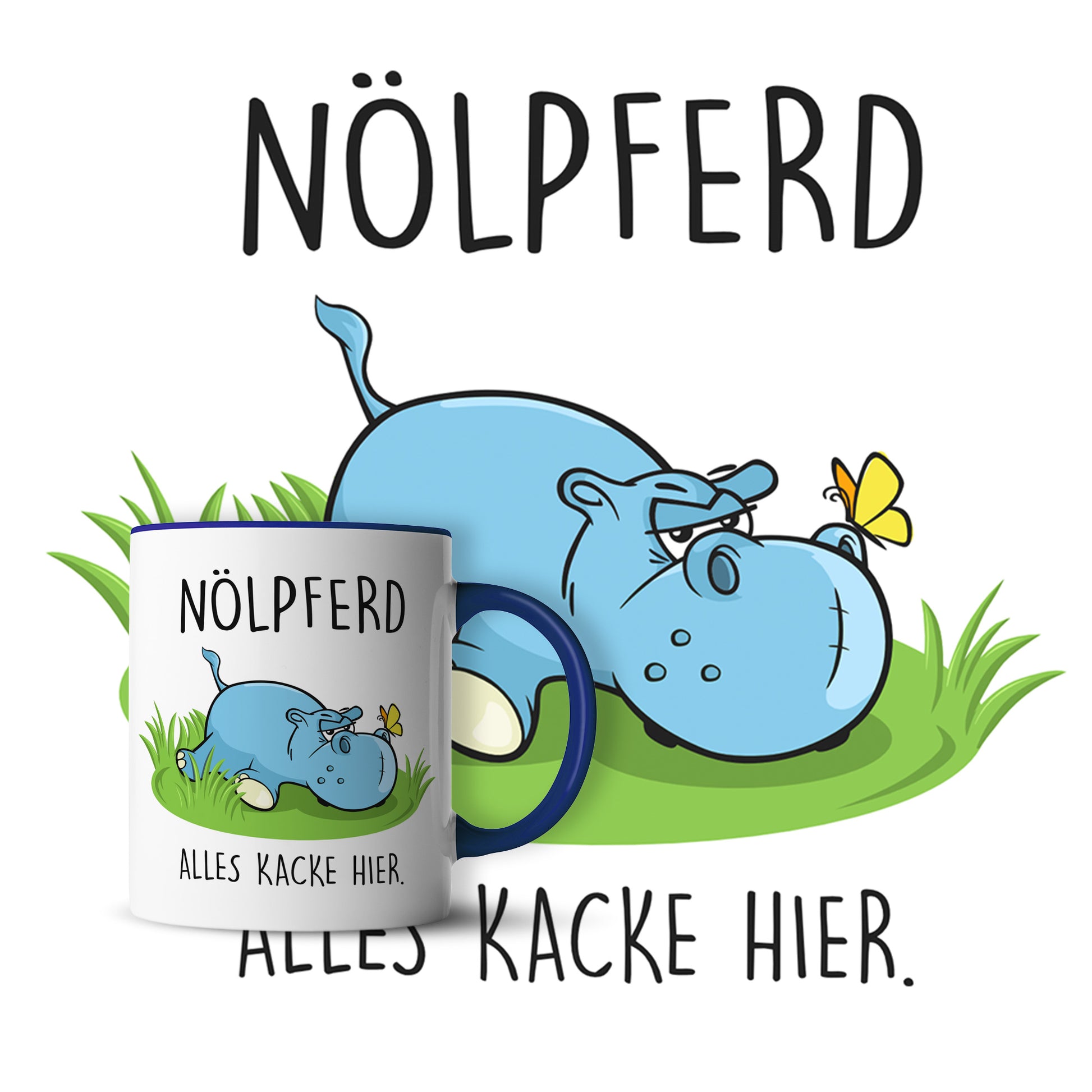 #teamludorf - Tasse - Humorvolles Nilpferd Design Alles Kacke - Altrosa Henkel und Inneres - Robuste Keramik Kaffeetasse, Spülmaschinenfest, Mikrowellengeeignet, Geschenk für Frauen Ludorf Textilveredelung & Werbetechnik