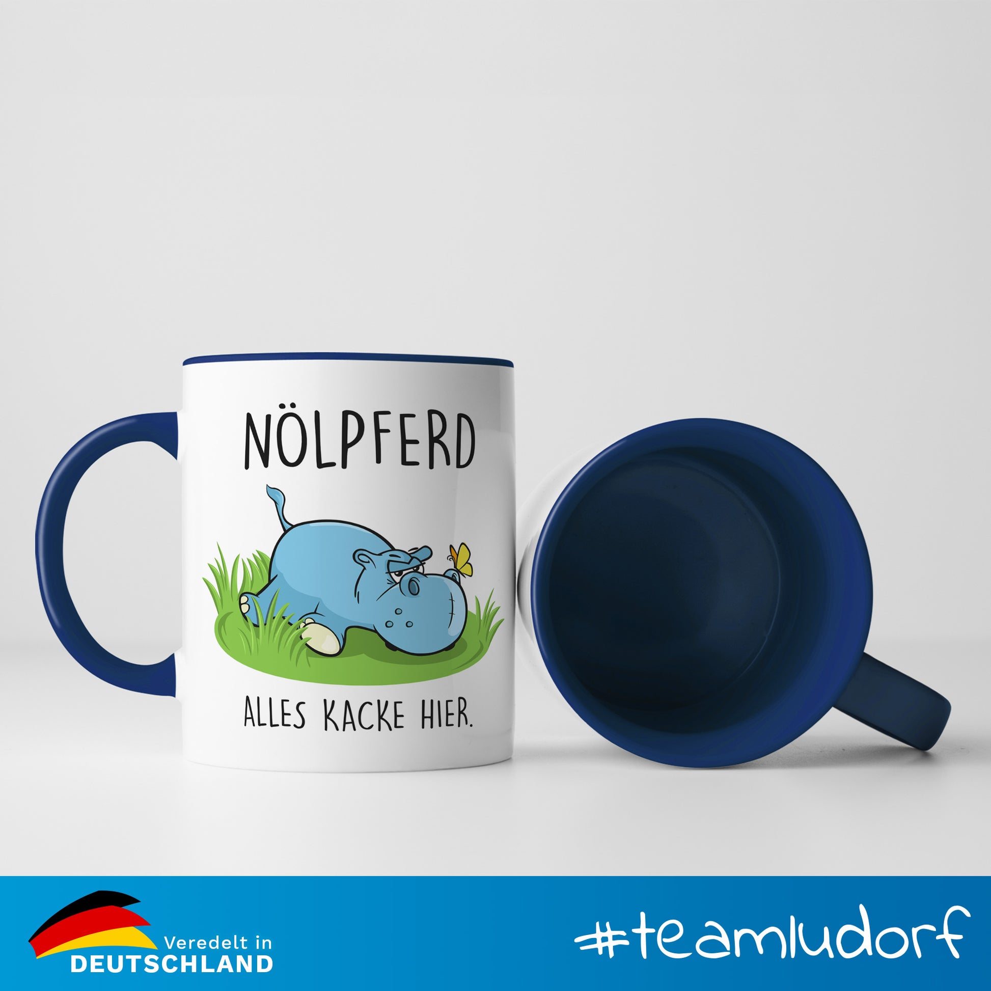 #teamludorf - Tasse - Humorvolles Nilpferd Design Alles Kacke - Altrosa Henkel und Inneres - Robuste Keramik Kaffeetasse, Spülmaschinenfest, Mikrowellengeeignet, Geschenk für Frauen Ludorf Textilveredelung & Werbetechnik