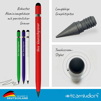 Aluminium Graphitstift: langlebige Spitze, Touchscreen Stylus, gravierbarer Metallkörper
