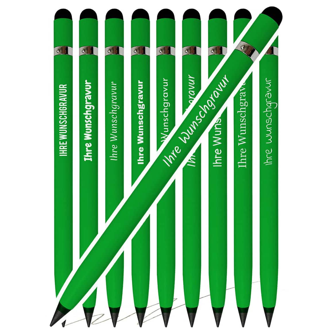 Grüner Aluminium Graphitstift mit Gravur