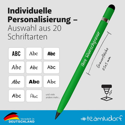 Personalisierung des Aluminium Graphitstifts mit verschiedenen Gravur-Schriften