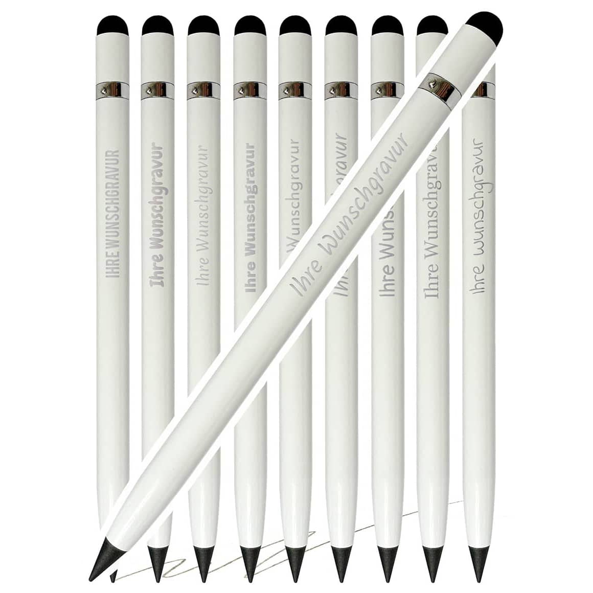 Weißer Aluminium Graphitstift mit Gravur