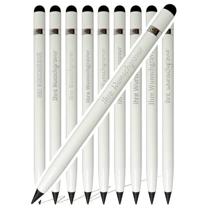 Weißer Aluminium Graphitstift mit Gravur