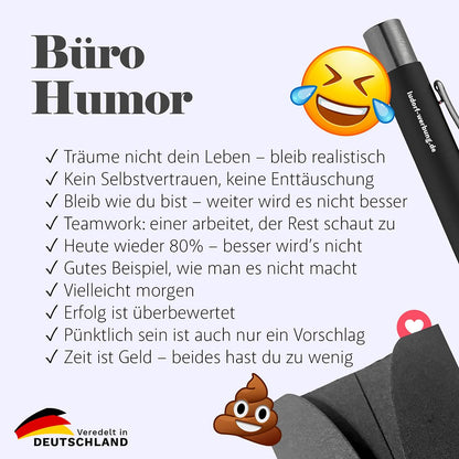 10er Kugelschreiber Set mit lustigen Büro Humor Sprüchen