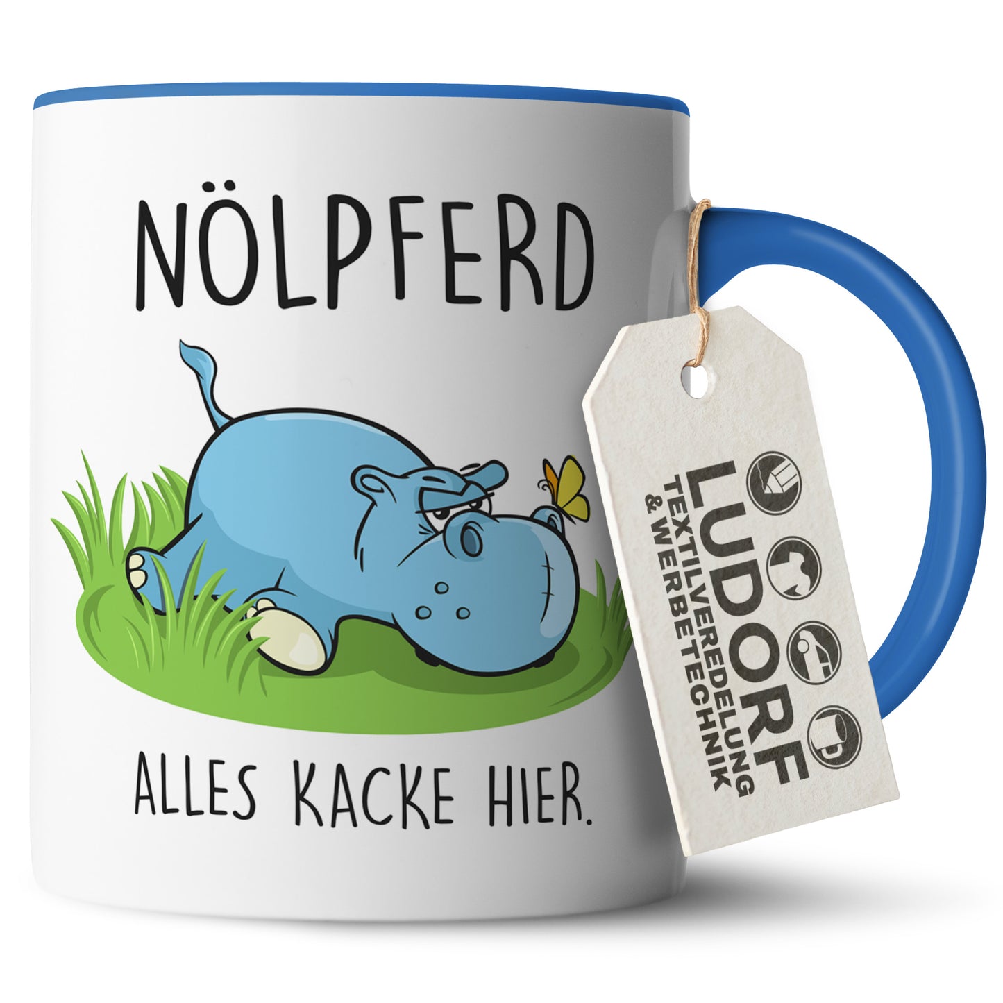 #teamludorf - Tasse - Humorvolles Nilpferd Design Alles Kacke - Altrosa Henkel und Inneres - Robuste Keramik Kaffeetasse, Spülmaschinenfest, Mikrowellengeeignet, Geschenk für Frauen Ludorf Textilveredelung & Werbetechnik