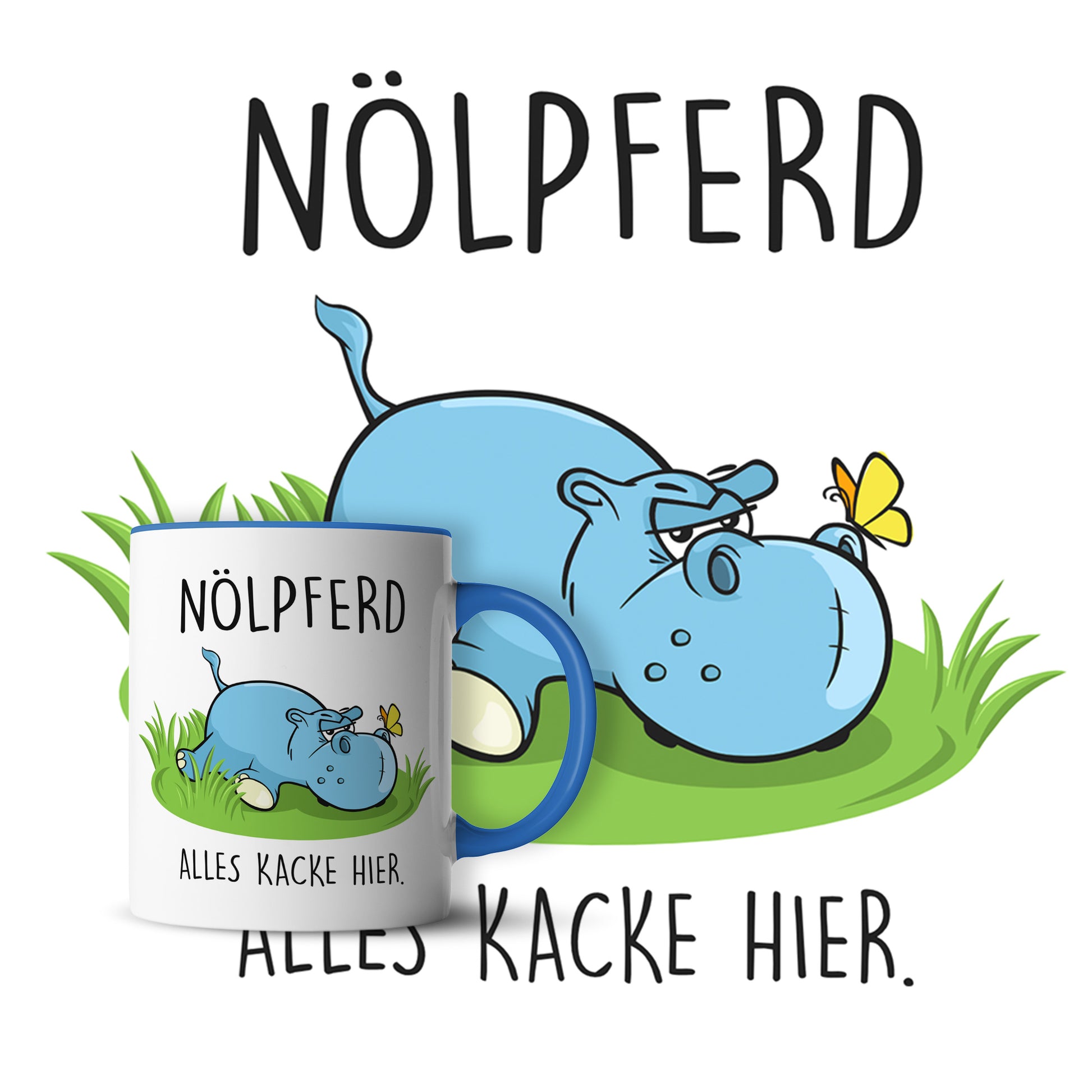 #teamludorf - Tasse - Humorvolles Nilpferd Design Alles Kacke - Altrosa Henkel und Inneres - Robuste Keramik Kaffeetasse, Spülmaschinenfest, Mikrowellengeeignet, Geschenk für Frauen Ludorf Textilveredelung & Werbetechnik