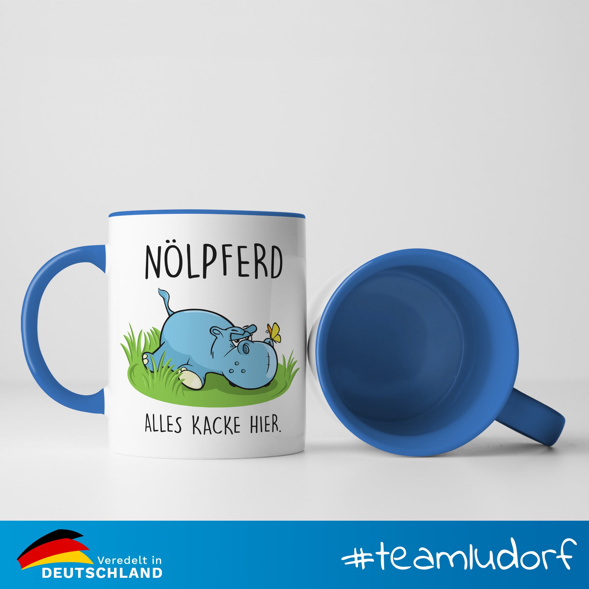 #teamludorf - Tasse - Humorvolles Nilpferd Design Alles Kacke - Altrosa Henkel und Inneres - Robuste Keramik Kaffeetasse, Spülmaschinenfest, Mikrowellengeeignet, Geschenk für Frauen Ludorf Textilveredelung & Werbetechnik