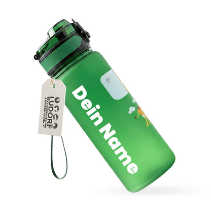 Grüne CAMPOS Kids Kinder Trinkflasche 500 ml mit Giraffenmotiv für Schule und Kindergarten