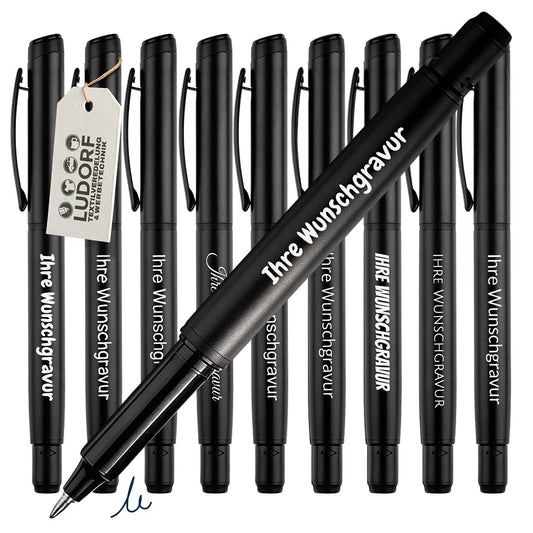 FIDELL Gel Kugelschreiber in Schwarz mit Gravur aus Aluminium