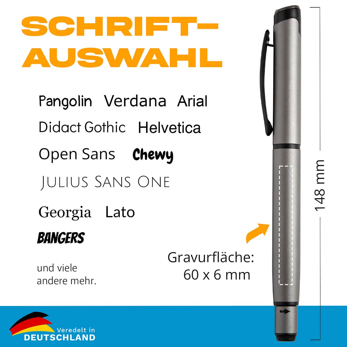 Personalisierter FIDELL Kugelschreiber mit Auswahl aus über 20 Schriftarten