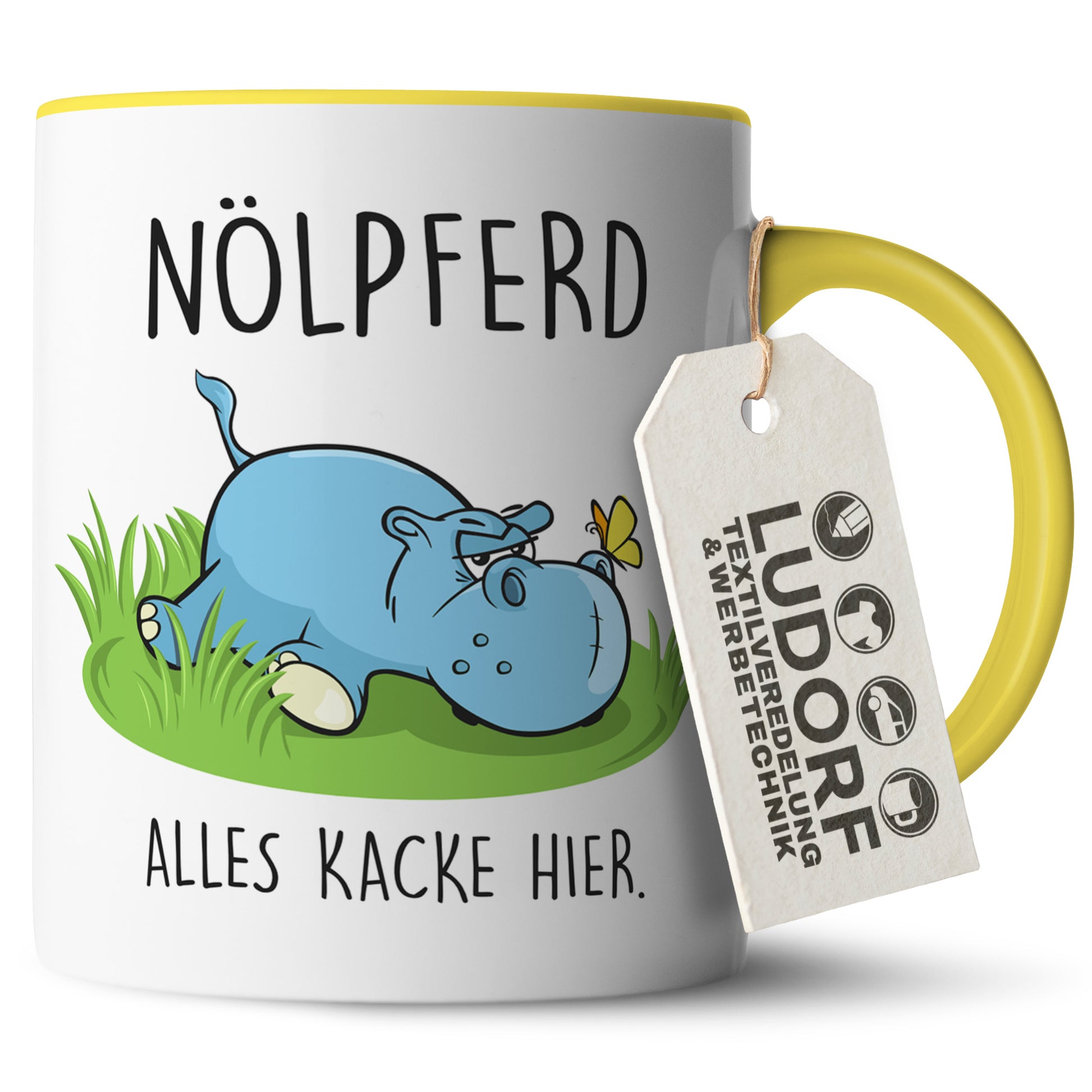 #teamludorf - Tasse - Humorvolles Nilpferd Design Alles Kacke - Altrosa Henkel und Inneres - Robuste Keramik Kaffeetasse, Spülmaschinenfest, Mikrowellengeeignet, Geschenk für Frauen Ludorf Textilveredelung & Werbetechnik