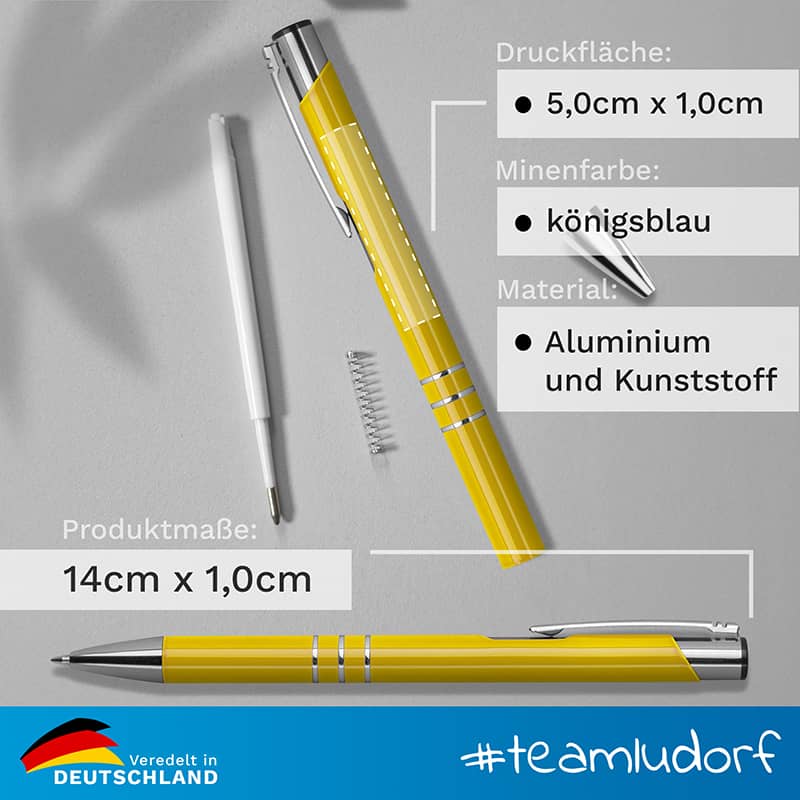 50x Metall-Kugelschreiber DELTA UNI Lackiert inkl. Lasergravur #teamludorf
