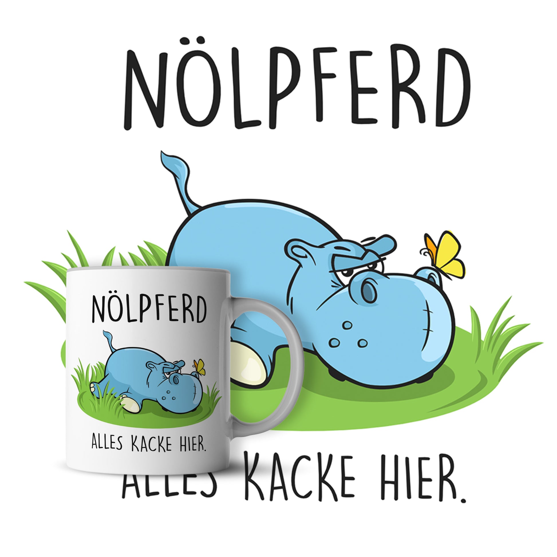 #teamludorf - Tasse - Humorvolles Nilpferd Design Alles Kacke - Altrosa Henkel und Inneres - Robuste Keramik Kaffeetasse, Spülmaschinenfest, Mikrowellengeeignet, Geschenk für Frauen Ludorf Textilveredelung & Werbetechnik