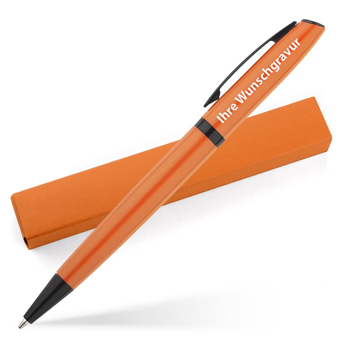 Gravierter Kugelschreiber Zeta in Orange mit individueller Gravur
