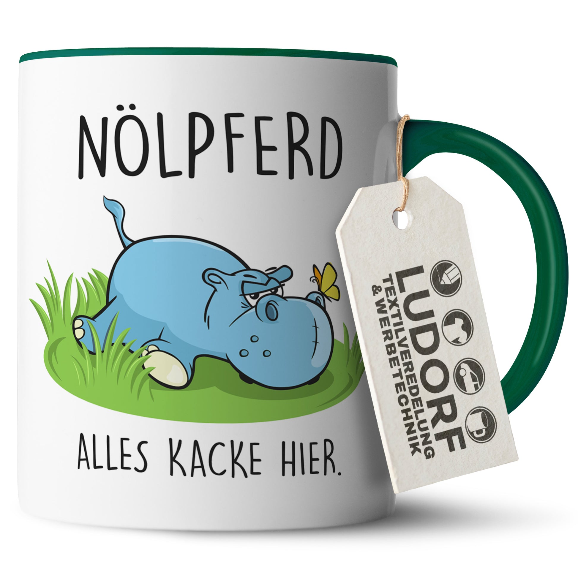 #teamludorf - Tasse - Humorvolles Nilpferd Design Alles Kacke - Altrosa Henkel und Inneres - Robuste Keramik Kaffeetasse, Spülmaschinenfest, Mikrowellengeeignet, Geschenk für Frauen Ludorf Textilveredelung & Werbetechnik