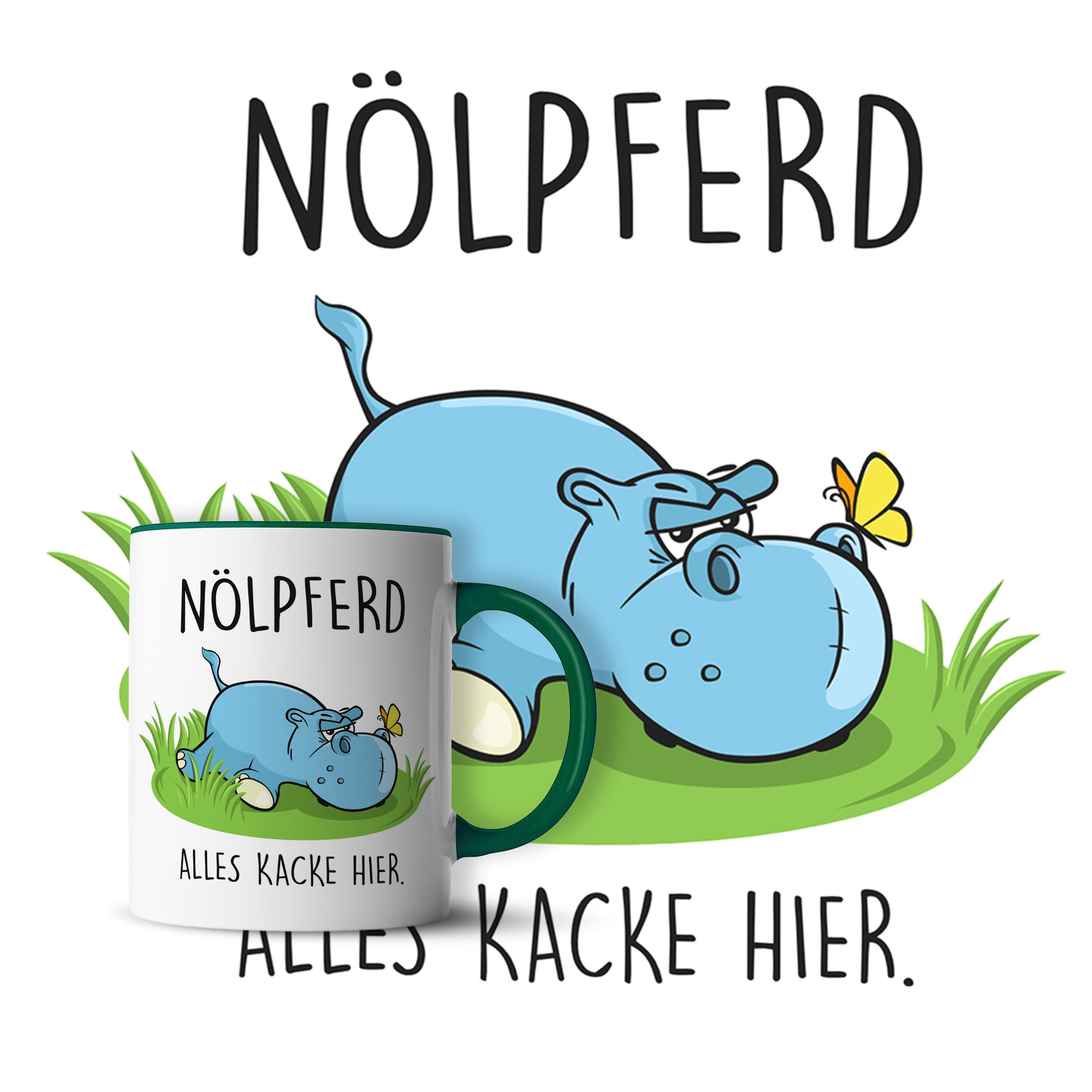 #teamludorf - Tasse - Humorvolles Nilpferd Design Alles Kacke - Altrosa Henkel und Inneres - Robuste Keramik Kaffeetasse, Spülmaschinenfest, Mikrowellengeeignet, Geschenk für Frauen Ludorf Textilveredelung & Werbetechnik