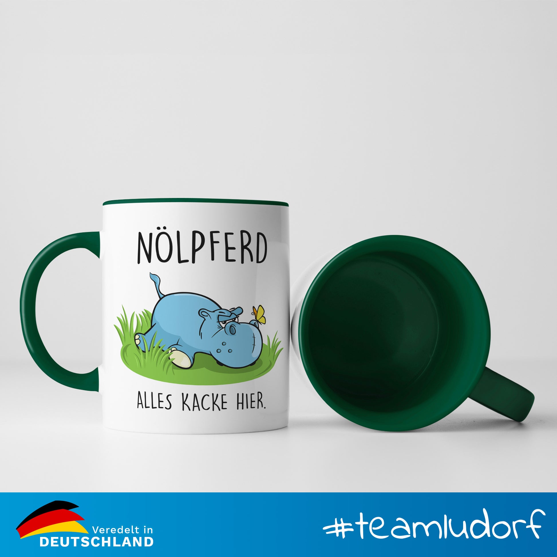 #teamludorf - Tasse - Humorvolles Nilpferd Design Alles Kacke - Altrosa Henkel und Inneres - Robuste Keramik Kaffeetasse, Spülmaschinenfest, Mikrowellengeeignet, Geschenk für Frauen Ludorf Textilveredelung & Werbetechnik