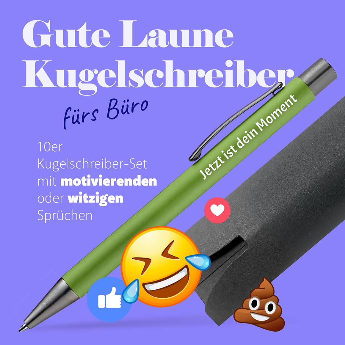 Gute Laune Kugelschreiber für das Büro mit motivierenden und humorvollen Sprüchen
