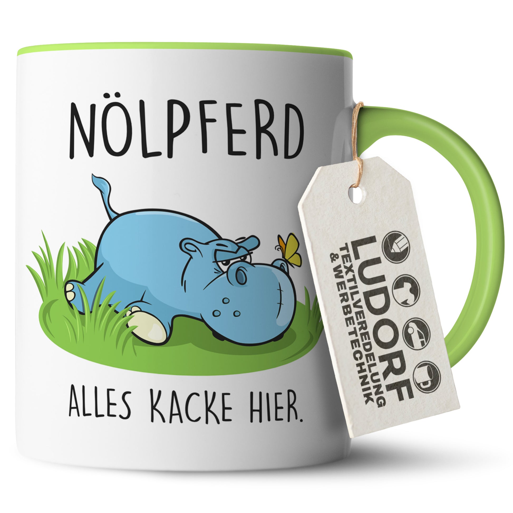 #teamludorf - Tasse - Humorvolles Nilpferd Design Alles Kacke - Altrosa Henkel und Inneres - Robuste Keramik Kaffeetasse, Spülmaschinenfest, Mikrowellengeeignet, Geschenk für Frauen Ludorf Textilveredelung & Werbetechnik