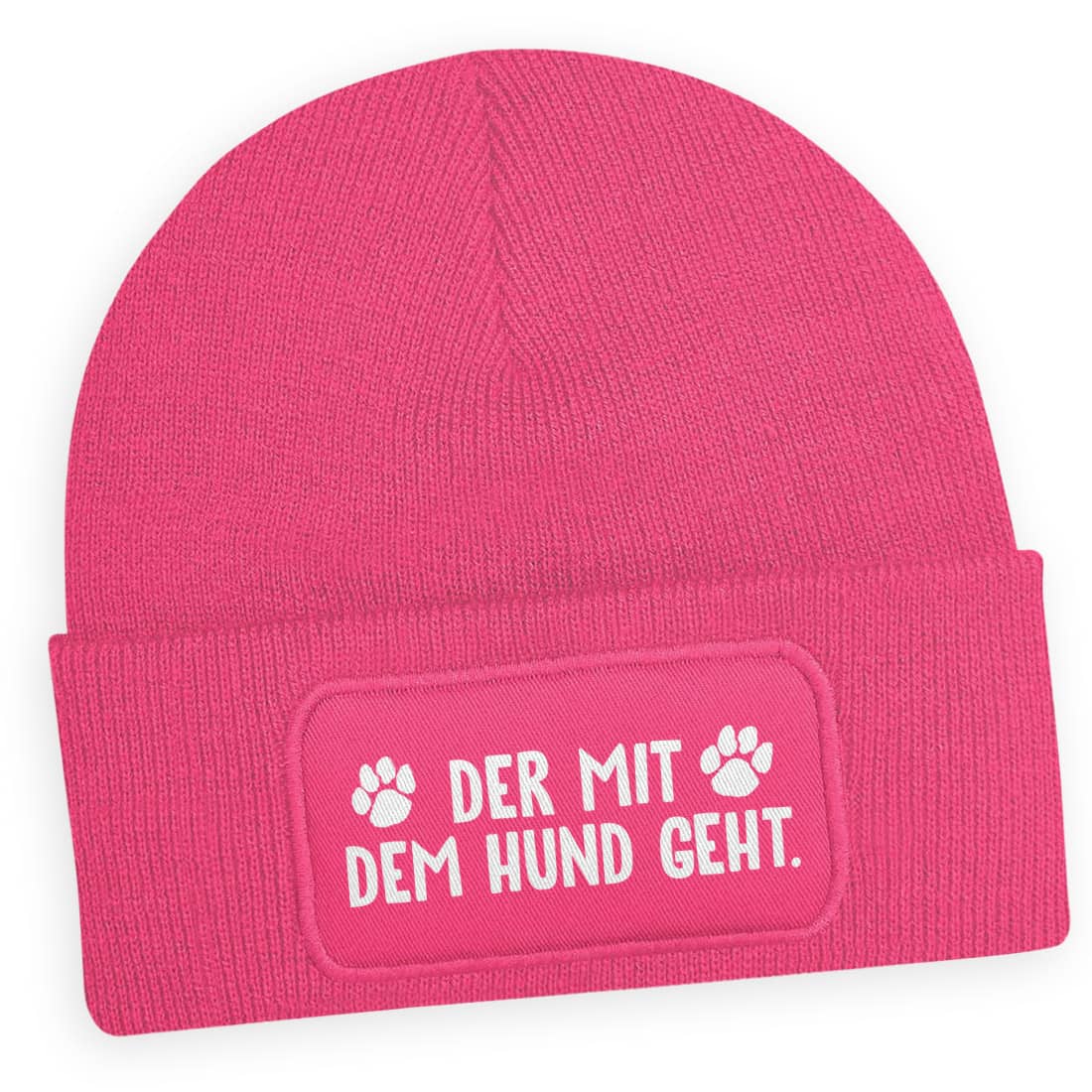 Fuchsiafarbene Mütze „Der mit dem Hund geht“ – Lustiges Geschenk für Hundeliebhaber
