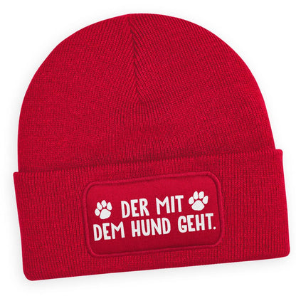 Rote Mütze „Der mit dem Hund geht“ – Lustiges Geschenk für Tierliebhaber