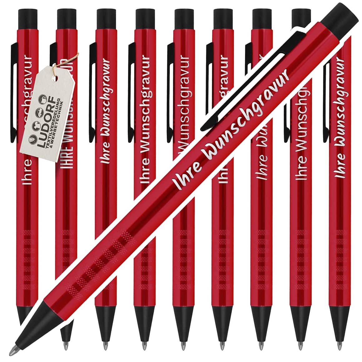 Roter Kugelschreiber mit Logo bedruckt