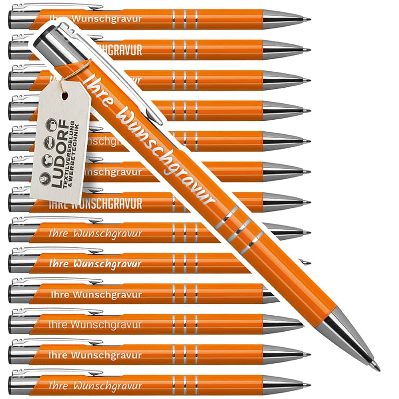 Metall Kugelschreiber DELTA UNI in Orange mit individueller Gravur